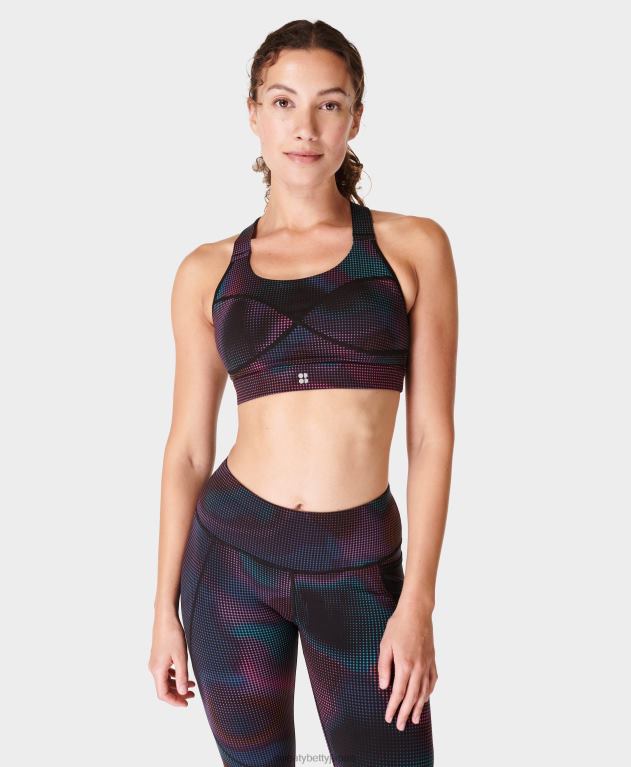 Sweaty Betty 女性 パワーミディアムサポートスポーツブラ L4RHF252 衣類 黒のグラデーションドットプリント