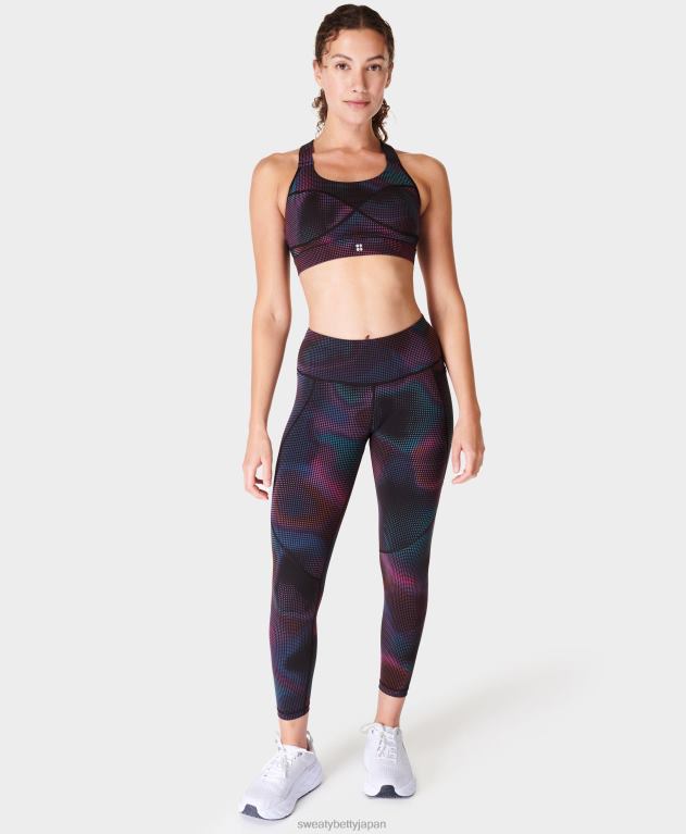 Sweaty Betty 女性 パワーミディアムサポートスポーツブラ L4RHF252 衣類 黒のグラデーションドットプリント