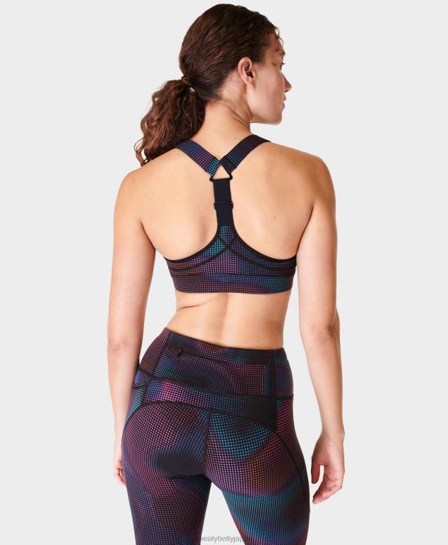 Sweaty Betty 女性 パワーミディアムサポートスポーツブラ L4RHF252 衣類 黒のグラデーションドットプリント