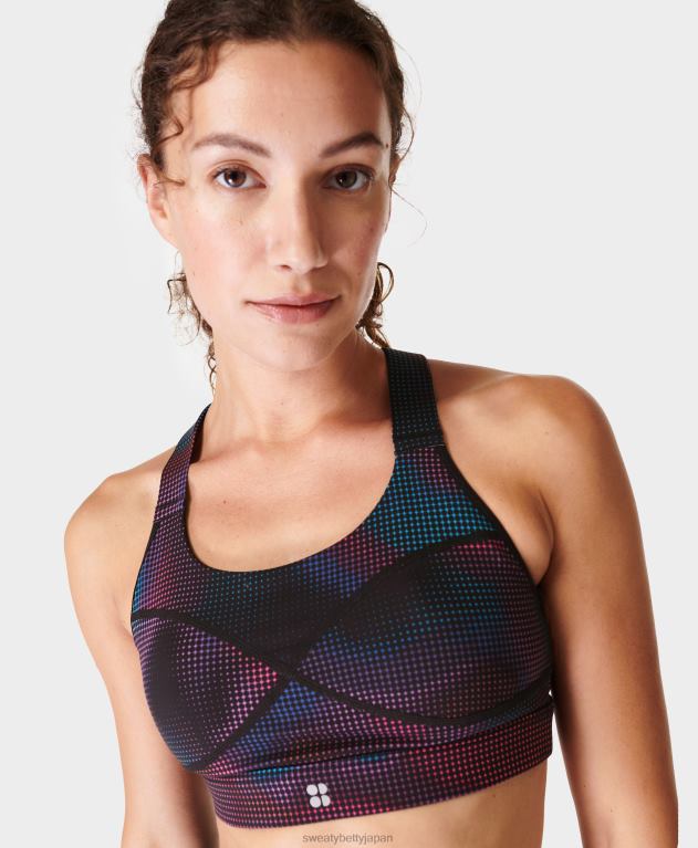 Sweaty Betty 女性 パワーミディアムサポートスポーツブラ L4RHF252 衣類 黒のグラデーションドットプリント