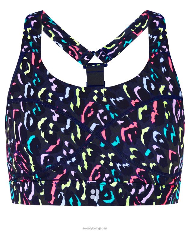 Sweaty Betty 女性 パワーミディアムサポートスポーツブラ L4RHF253 衣類 ブルーレインボーヒョウ柄