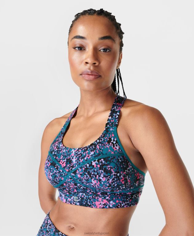 Sweaty Betty 女性 パワーミディアムサポートスポーツブラ L4RHF254 衣類 ピンクの花びらを散りばめたプリント