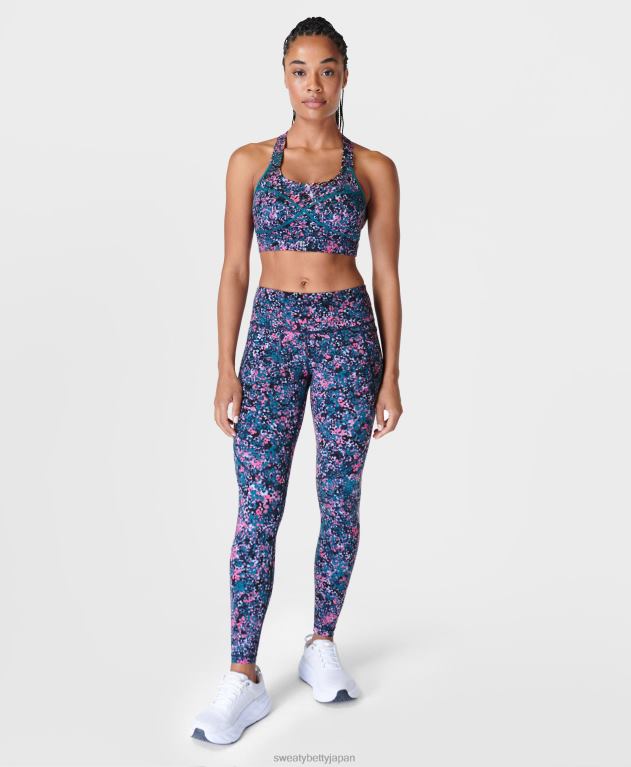 Sweaty Betty 女性 パワーミディアムサポートスポーツブラ L4RHF254 衣類 ピンクの花びらを散りばめたプリント