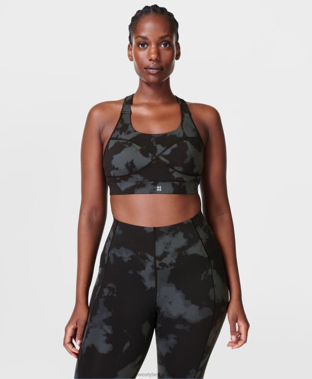 Sweaty Betty 女性 パワーミディアムサポートスポーツブラ L4RHF256 衣類 ブラックのフェードプリント