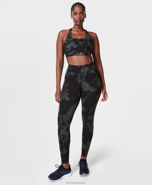 Sweaty Betty 女性 パワーミディアムサポートスポーツブラ L4RHF256 衣類 ブラックのフェードプリント