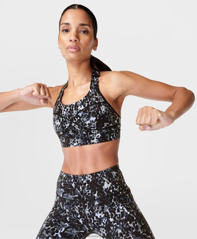 Sweaty Betty 女性 パワーミディアムサポートスポーツブラ L4RHF257 衣類 グレーのまだらプリント