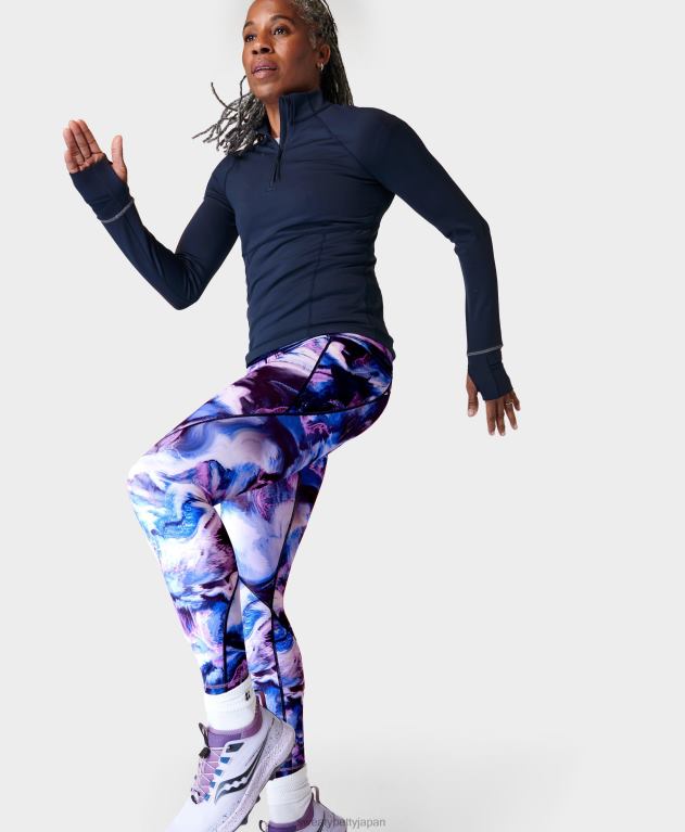 Sweaty Betty 女性 プロランハーフジップ L4RHF272 衣類 ネイビーブルー