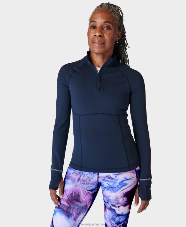 Sweaty Betty 女性 プロランハーフジップ L4RHF272 衣類 ネイビーブルー