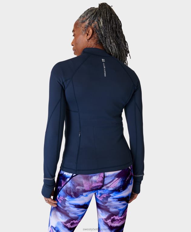 Sweaty Betty 女性 プロランハーフジップ L4RHF272 衣類 ネイビーブルー