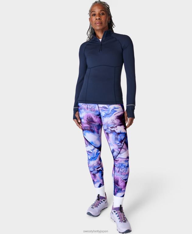 Sweaty Betty 女性 プロランハーフジップ L4RHF272 衣類 ネイビーブルー