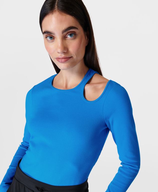 Sweaty Betty 女性 ミューズリブ長袖トップ L4RHF274 衣類 サイファーブルー