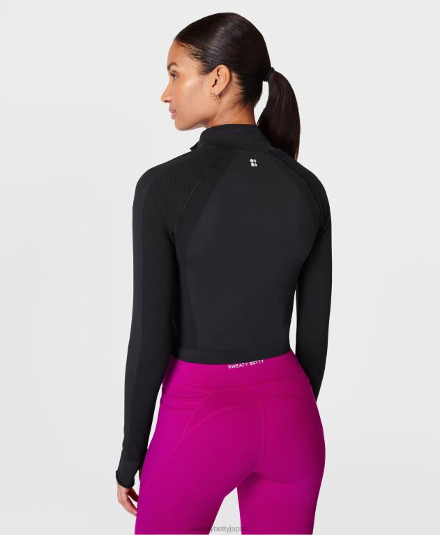 Sweaty Betty 女性 アスリートクロップシームレストレーニングジップアップ L4RHF301 衣類 黒