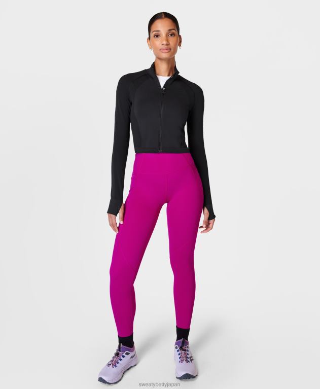 Sweaty Betty 女性 アスリートクロップシームレストレーニングジップアップ L4RHF301 衣類 黒