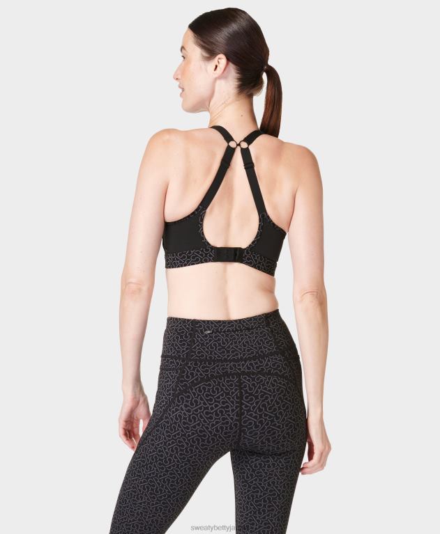 Sweaty Betty 女性 パワーアイコンランニングブラ L4RHF319 衣類 グレー sb スロット プリント