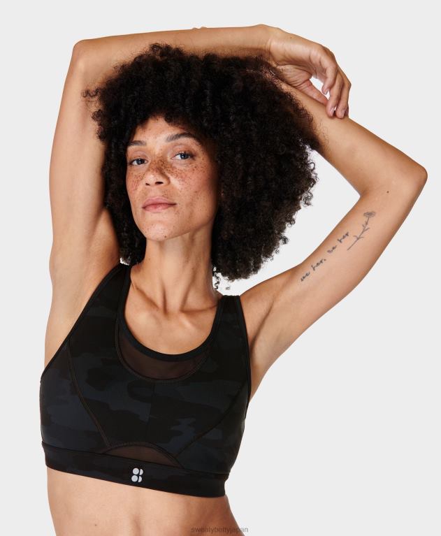 Sweaty Betty 女性 パワーアイコンランニングブラ L4RHF320 衣類 ウルトラブラックカモプリント