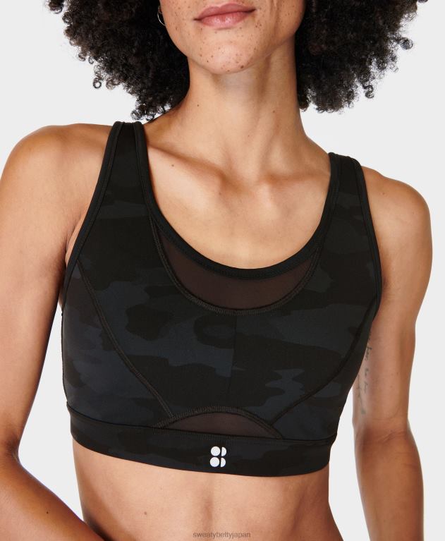 Sweaty Betty 女性 パワーアイコンランニングブラ L4RHF320 衣類 ウルトラブラックカモプリント