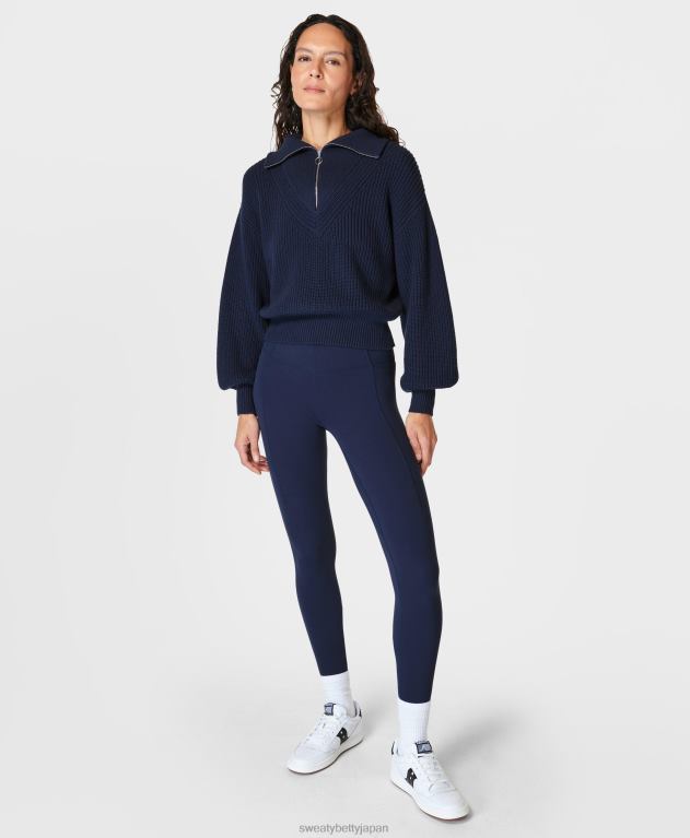 Sweaty Betty 女性 モダンな襟付きニットセーター L4RHF321 衣類 ネイビーブルー