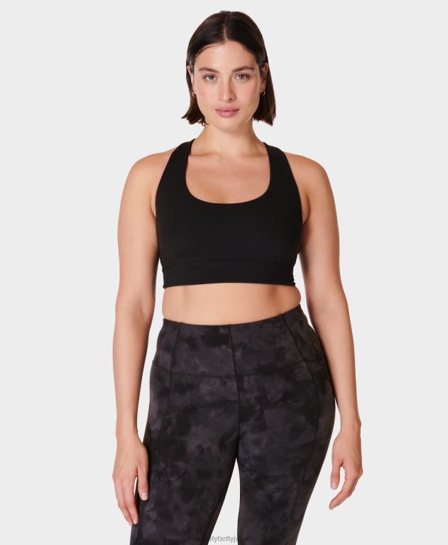 Sweaty Betty 女性 スーパーソフトリバーシブルヨガブラ L4RHF334 衣類 ブラックのスプレーダイプリント