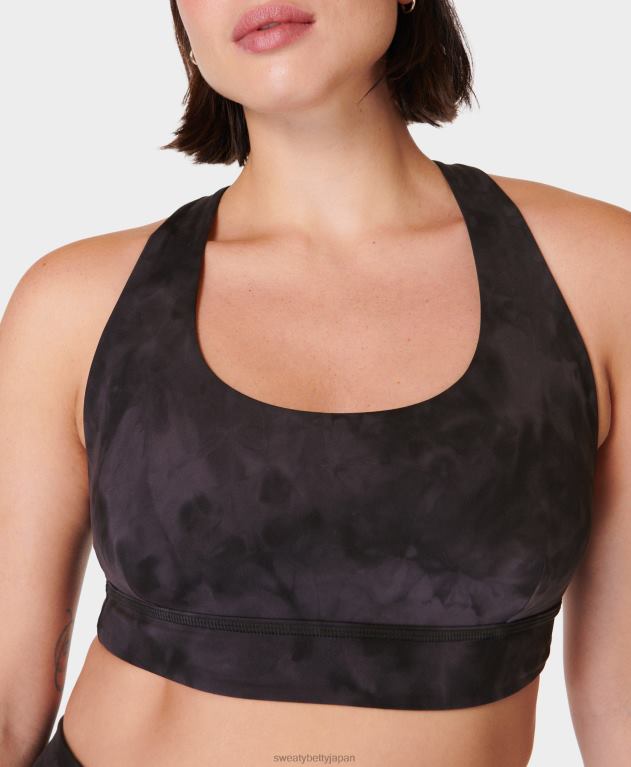 Sweaty Betty 女性 スーパーソフトリバーシブルヨガブラ L4RHF334 衣類 ブラックのスプレーダイプリント