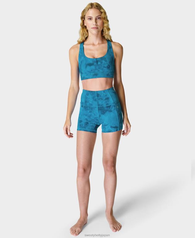 Sweaty Betty 女性 スーパーソフトリバーシブルヨガブラ L4RHF335 衣類 アゲートブルーのスプレー染料プリント