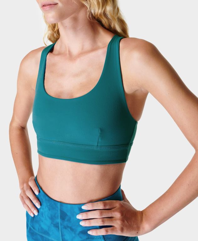 Sweaty Betty 女性 スーパーソフトリバーシブルヨガブラ L4RHF335 衣類 アゲートブルーのスプレー染料プリント