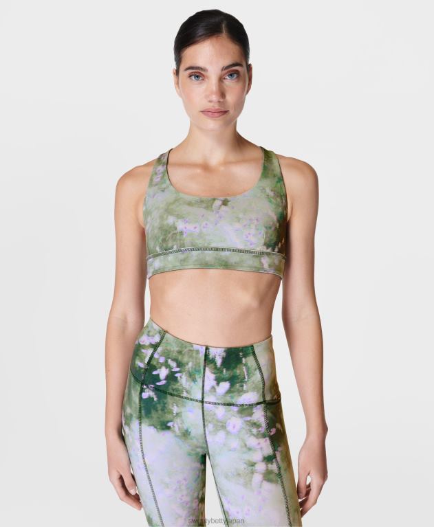 Sweaty Betty 女性 スーパーソフトリバーシブルヨガブラ L4RHF337 衣類 アイビーグリーンラベンダー草原プリント