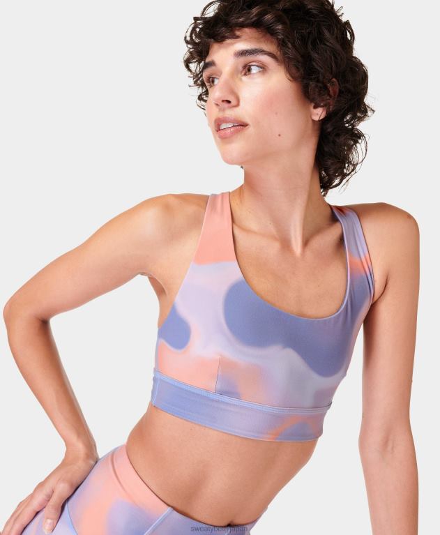 Sweaty Betty 女性 スーパーソフトリバーシブルヨガブラ L4RHF338 衣類 オレンジクラウドプリント/エンドレスブルー