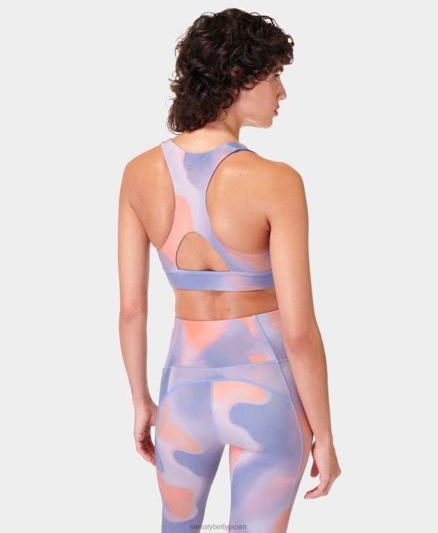 Sweaty Betty 女性 スーパーソフトリバーシブルヨガブラ L4RHF338 衣類 オレンジクラウドプリント/エンドレスブルー