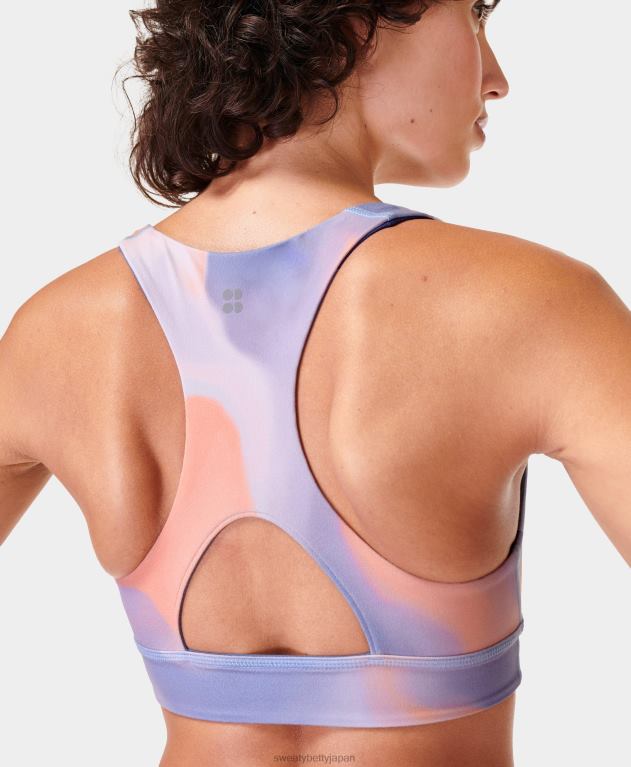 Sweaty Betty 女性 スーパーソフトリバーシブルヨガブラ L4RHF338 衣類 オレンジクラウドプリント/エンドレスブルー