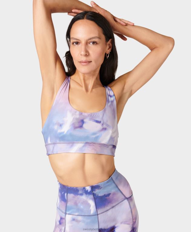 Sweaty Betty 女性 スーパーソフトリバーシブルヨガブラ L4RHF340 衣類 パープルミストプリント/エンドレスブルー