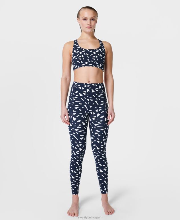 Sweaty Betty 女性 スーパーソフトリバーシブルヨガブラ L4RHF341 衣類 ネイビー ブルー ミニ ヴィンテージ シード プリント