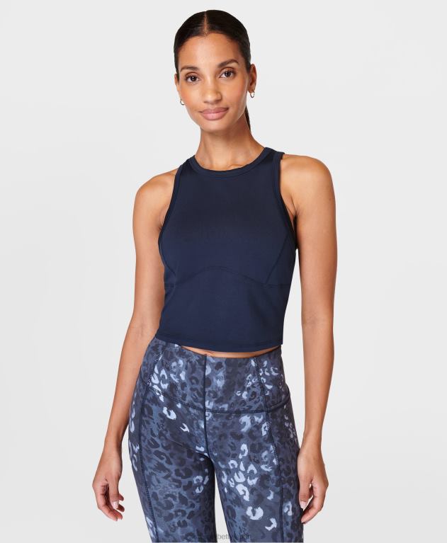 Sweaty Betty 女性 終日レーサーバッククロップタンク L4RHF382 衣類 ネイビーブルー