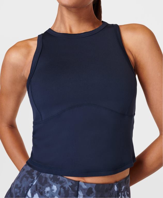 Sweaty Betty 女性 終日レーサーバッククロップタンク L4RHF382 衣類 ネイビーブルー