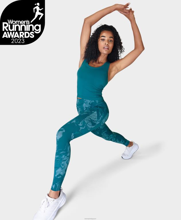 Sweaty Betty 女性 無重力ランニングレギンス L4RHF417 衣類 キャビンブルーマーブルスワールプリント