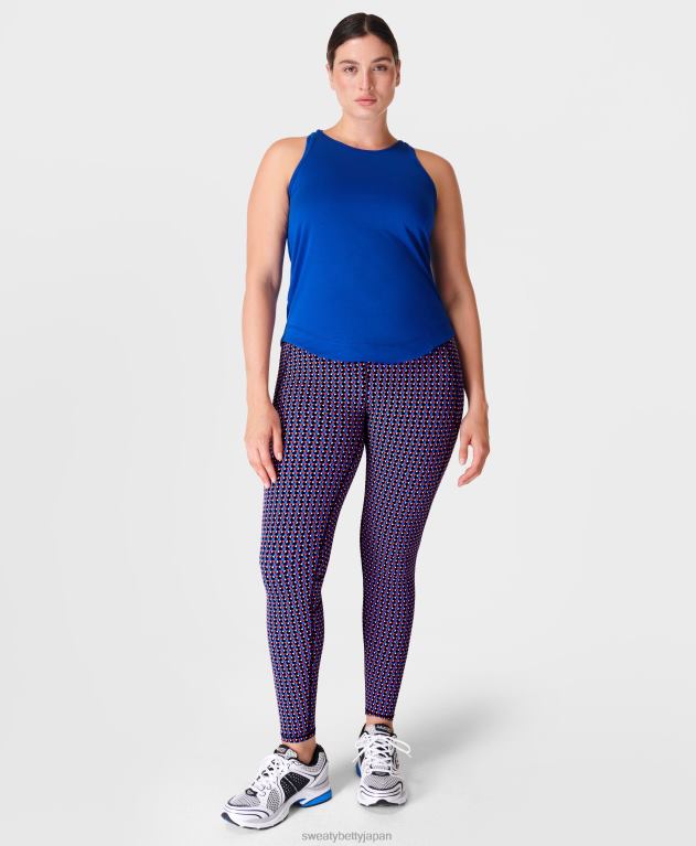 Sweaty Betty 女性 無重力ランニングレギンス L4RHF418 衣類 赤、白、青のジオプリント