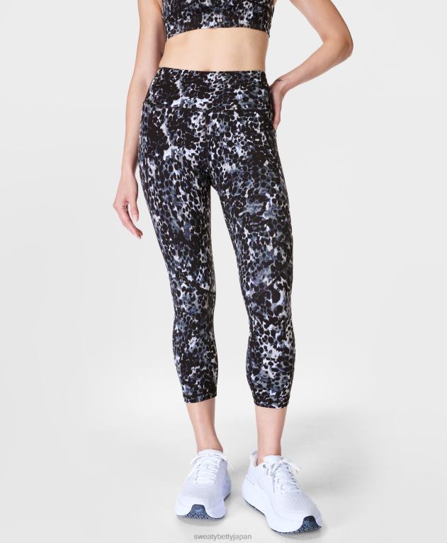 Sweaty Betty 女性 パワークロップドワークアウトレギンス L4RHF423 衣類 グレーのまだらプリント