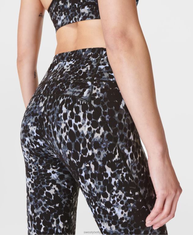 Sweaty Betty 女性 パワークロップドワークアウトレギンス L4RHF423 衣類 グレーのまだらプリント