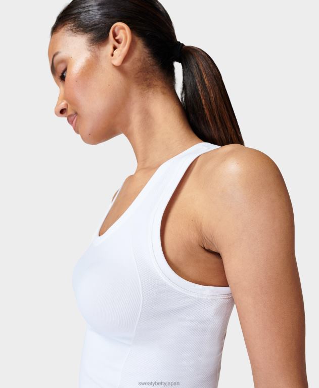 Sweaty Betty 女性 アスリート作物のシームレスなトレーニングタンク L4RHF429 衣類 白