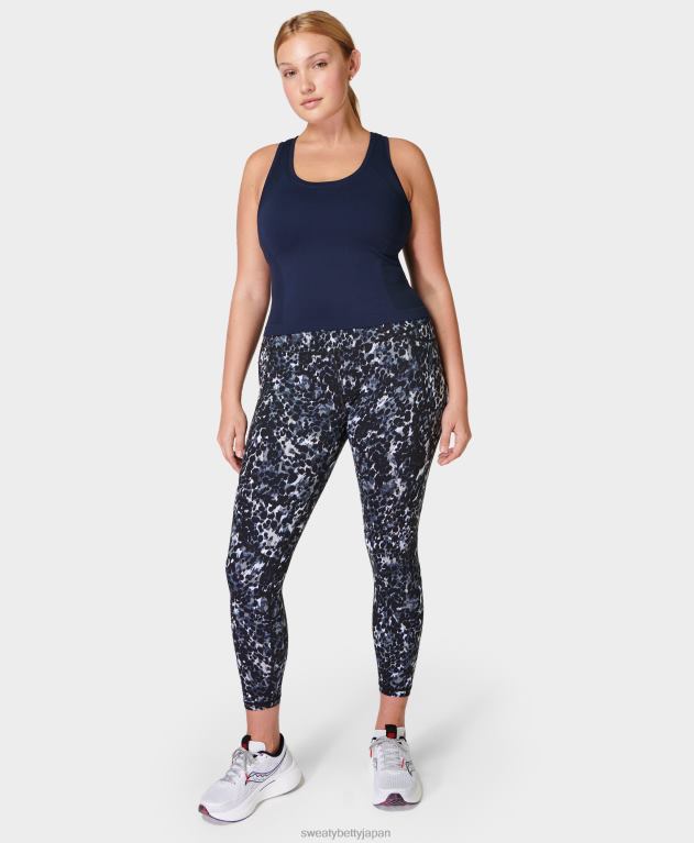 Sweaty Betty 女性 アスリート作物のシームレスなトレーニングタンク L4RHF432 衣類 ネイビーブルー