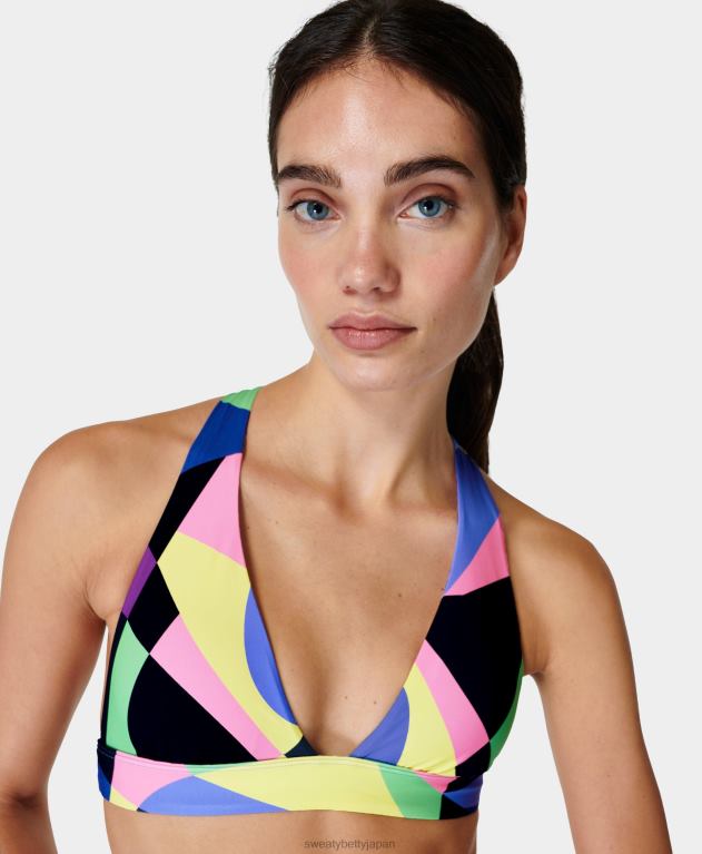 Sweaty Betty 女性 ペニンシュラ エクストラ ライフ ビキニトップ L4RHF442 衣類 パープルプリズムカモプリント