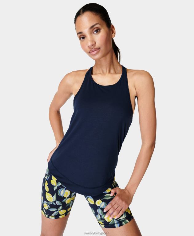 Sweaty Betty 女性 呼吸しやすいランニングタンク L4RHF478 衣類 ネイビーブルー