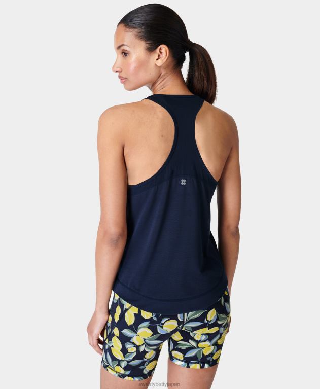 Sweaty Betty 女性 呼吸しやすいランニングタンク L4RHF478 衣類 ネイビーブルー