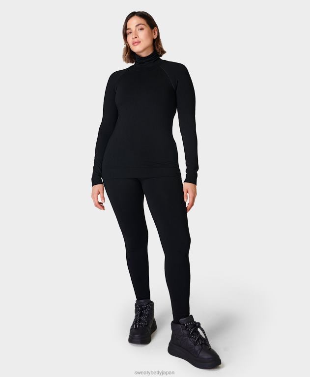 Sweaty Betty 女性 モーダルドット ハイネック ジャカード ベースレイヤー トップ L4RHF485 衣類 黒