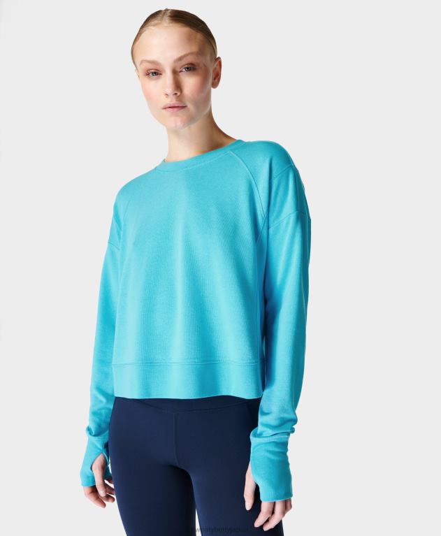 Sweaty Betty 女性 放課後クロップスウェットシャツ L4RHF501 衣類 シーグラスブルー