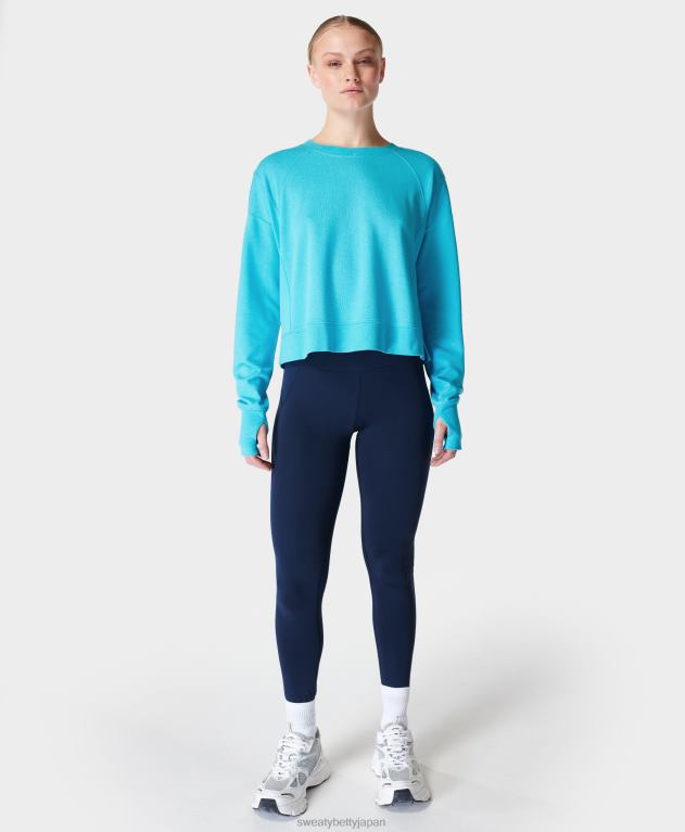 Sweaty Betty 女性 放課後クロップスウェットシャツ L4RHF501 衣類 シーグラスブルー