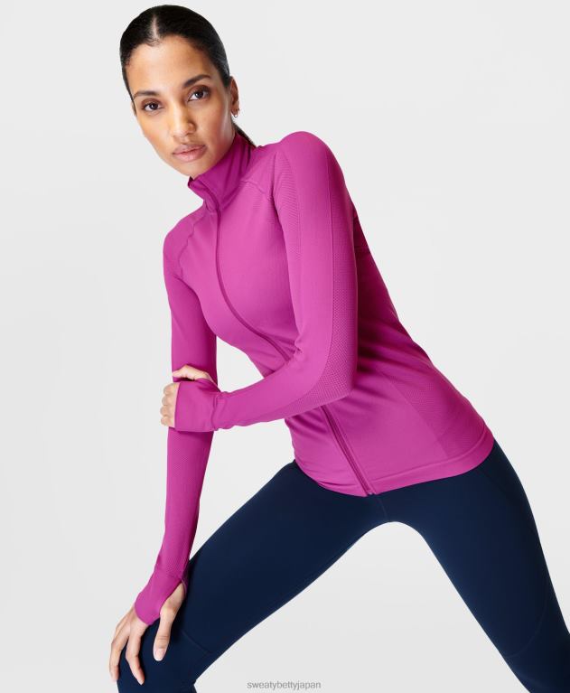 Sweaty Betty 女性 アスリート ダブルウェイト シームレス トレーニング ジップアップ L4RHF539 衣類 マルベックパープル