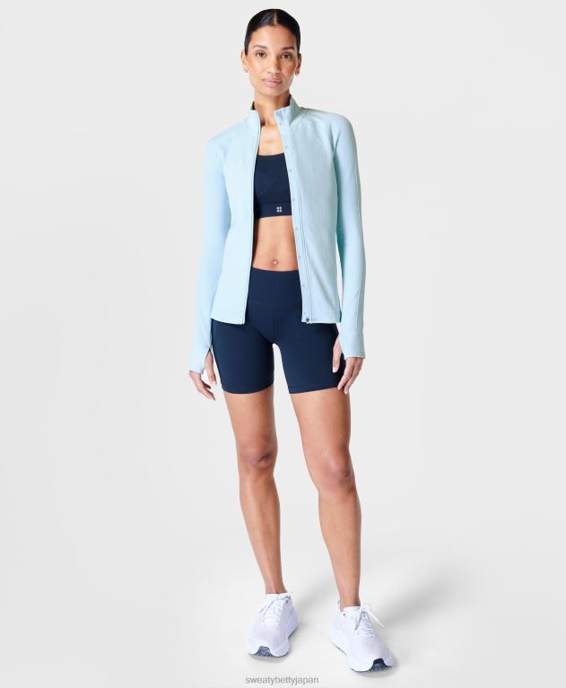 Sweaty Betty 女性 アスリート ダブルウェイト シームレス トレーニング ジップアップ L4RHF541 衣類 アイスブルー