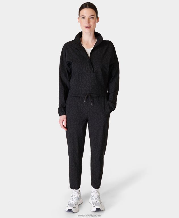 Sweaty Betty 女性 エクスプローラー ハーフジップ ミッドレイヤー L4RHF566 衣類 ブラック同系色のヒョウ柄