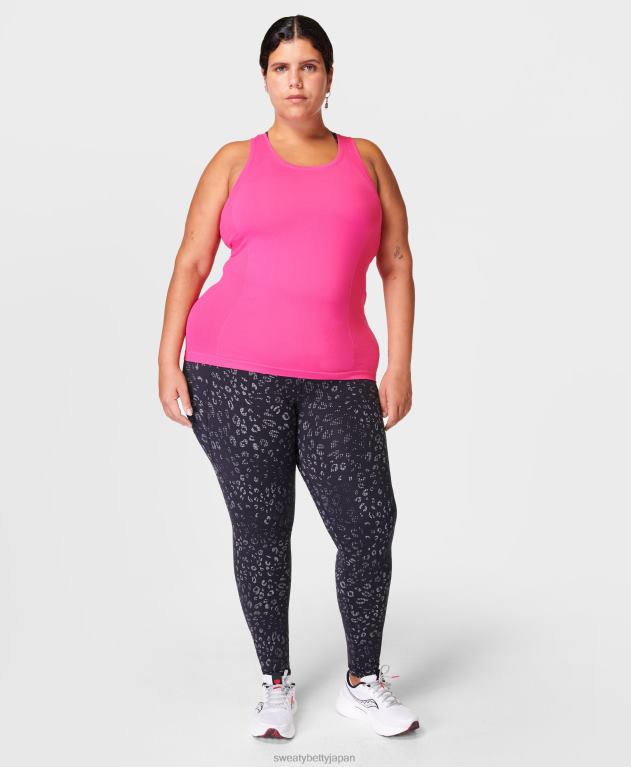 Sweaty Betty 女性 パワー反射ワークアウトレギンス L4RHF573 衣類 ブラックの反射ヒョウ柄