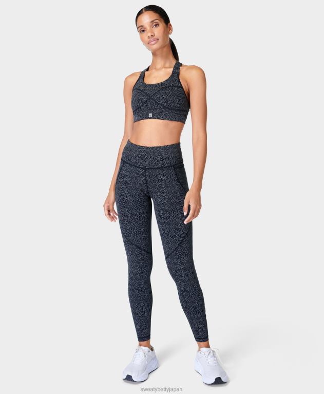 Sweaty Betty 女性 パワー反射ワークアウトレギンス L4RHF574 衣類 ブラックチェーン反射プリント